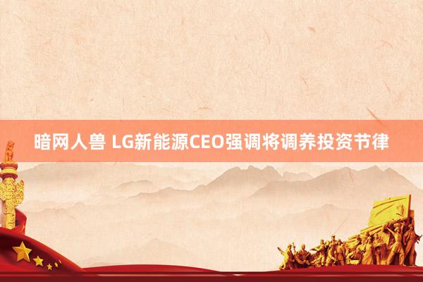 暗网人兽 LG新能源CEO强调将调养投资节律