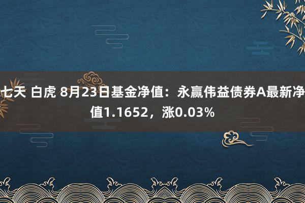 七天 白虎 8月23日基金净值：永赢伟益债券A最新净值1.1652，涨0.03%